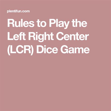Left Right Center Rules Printable